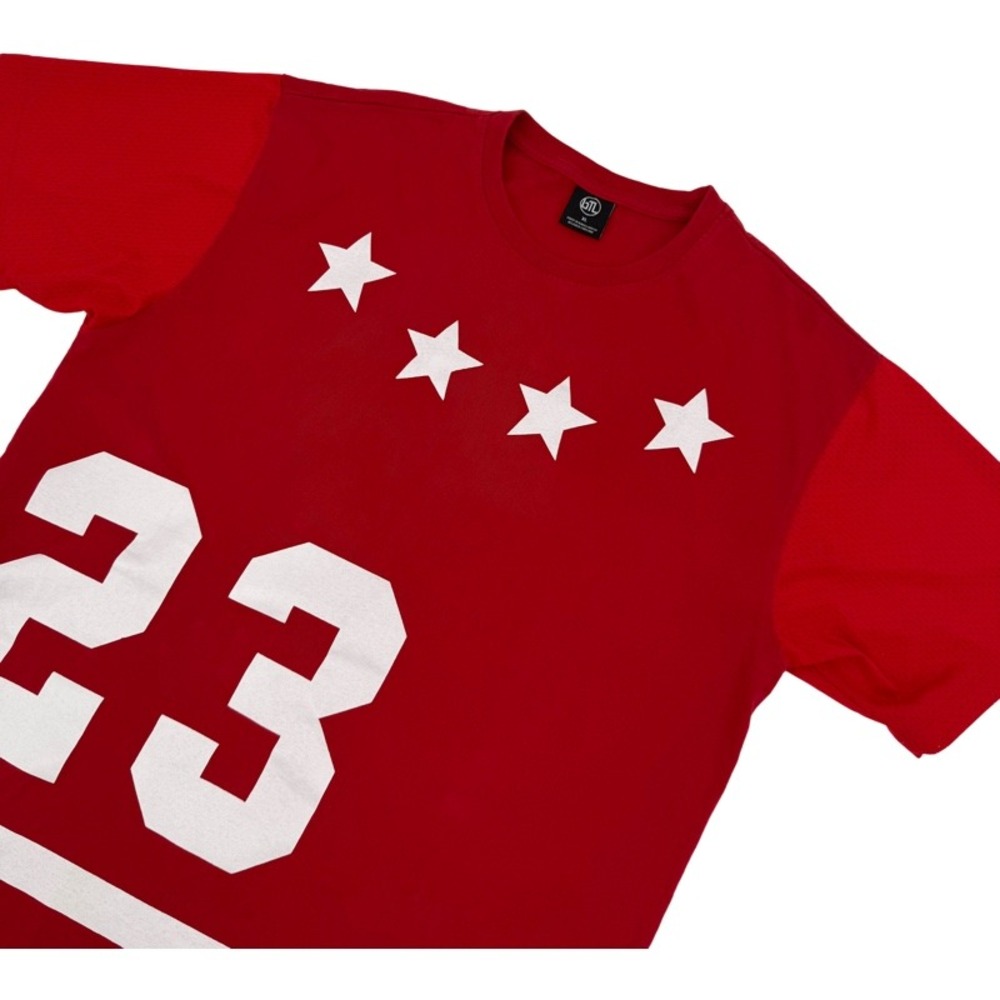 GTL XL T-Shirt Red 23 Stars Mesh Sleeve Americana Graphic Tee Streetwear